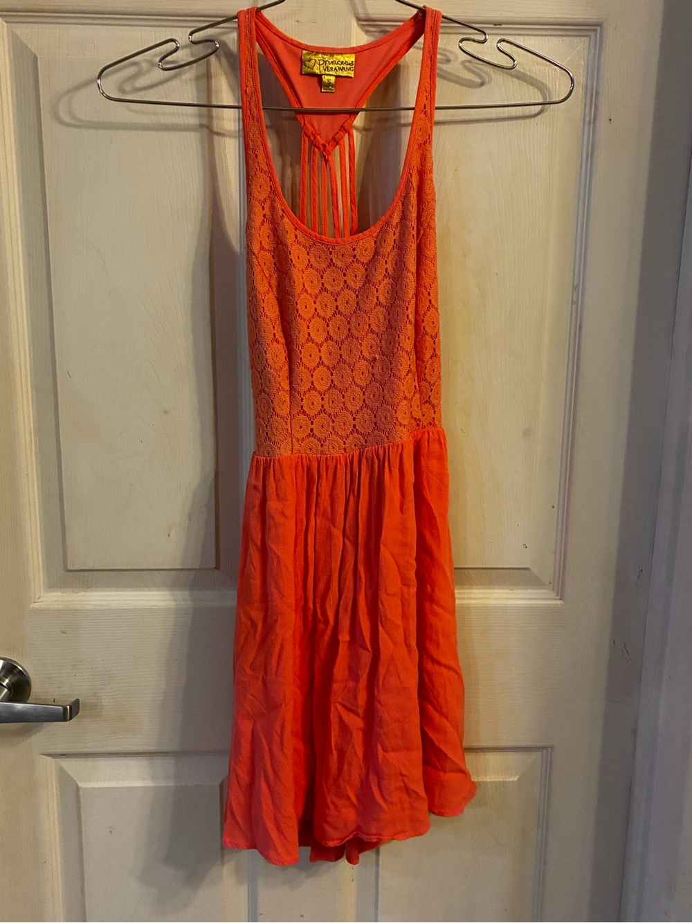Princess Vera Wang coral orange lace mini dress, Size: S